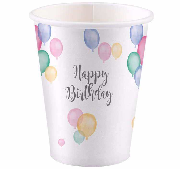 Trinkbecher Happy Birthday mit Luftballon-Motiv 8 Stück Party-Zubehör SALE Geburtstag Trinkbecher Happy Birthday mit Luftballon-Motiv 8 Stück Party-Zubehör SALE Geburtstag