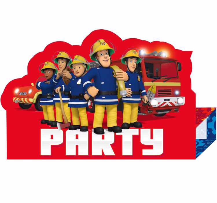 Einladungskarten Feuerwehrmann Sam 8 Stück Party-Zubehör Geburtstag SALE Kindergeburtstag Einladungskarten Feuerwehrmann Sam 8 Stück Party-Zubehör Geburtstag SALE Kindergeburtstag