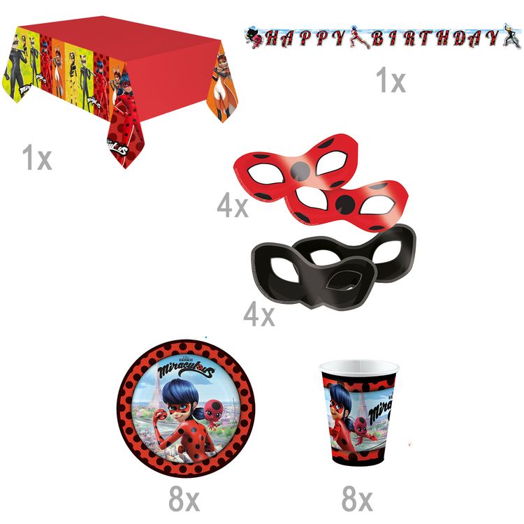 26-teiliges Miraculous Party-Set Gesamtübersicht