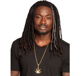 Goldkette Prolet Hanf Hanfblatt 50 cm lang Kostüm-Zubehör Accessoire Kette SALE Fasching Karneval Mottoparty