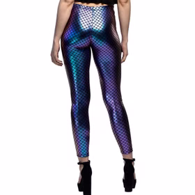 Meerjungfrau Leggings Nixe Hose in Schuppenoptik für Damen Gr. M Kostüm-Zubehör Accessoire Fasching Karneval Mottoparty