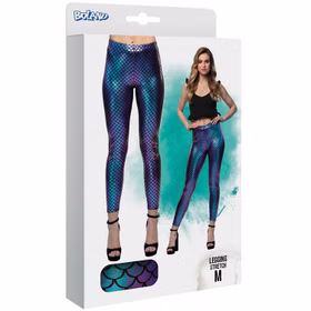 Meerjungfrau Leggings Nixe Hose in Schuppenoptik für Damen Gr. M Kostüm-Zubehör Accessoire Fasching Karneval Mottoparty