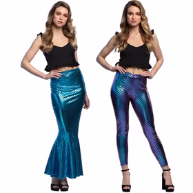 Meerjungfrau Leggings Nixe Hose in Schuppenoptik für Damen Gr. M Kostüm-Zubehör Accessoire Fasching Karneval Mottoparty