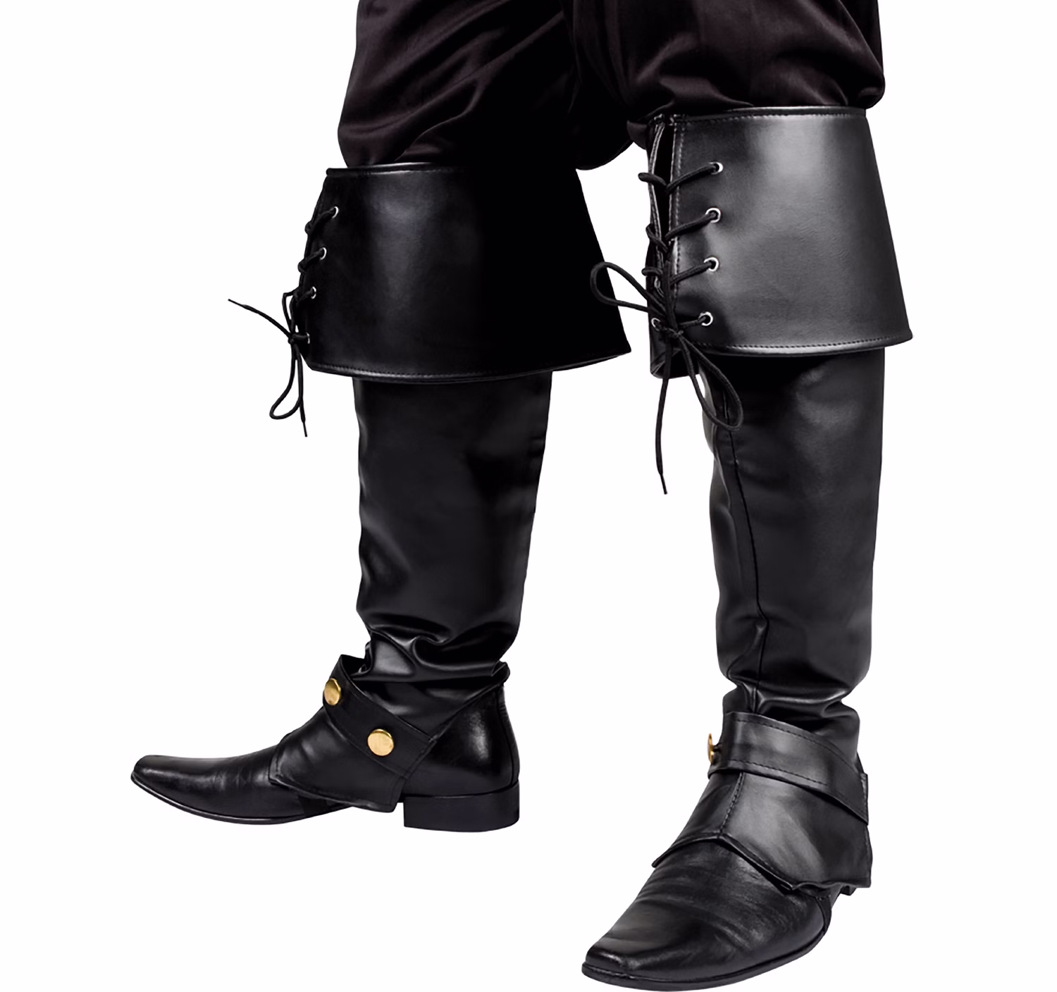 Weihnachtsmann Stiefelstulpen schwarz in Lederoptik 59 cm lang Kostüm-Zubehör Pirat Mittelalter Fasching Karneval Mottoparty