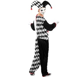 Harlekin Kostüm Clown Jester für Herren Gr. M/L schwarz-weiß Fasching Karneval Mottoparty