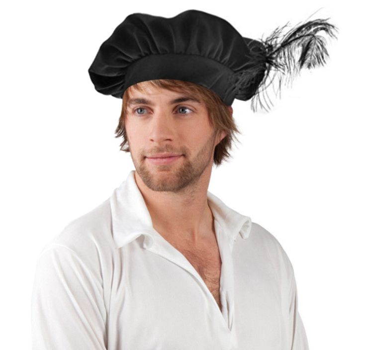 Mittelalter-Set Barett und Schuhüberzieher aus Kunstleder für Herren Mittelalter-Set Barett und Schuhüberzieher aus Kunstleder für Herren Kostüm-Zubehör Mittelalterfest Accessoire Fasching Karneval Mottoparty