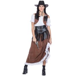 Saloon Girl Western Lady Cowgirl für Damen Gr. 36-46 braun Fasching Karneval Kleid Fasching Karneval Mottoparty Wilder Westen Cowboy & Indianer