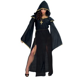 Nonnen Kostüm Schwarze Priesterin für Damen Gr. L Halloween Fasching  Karneval Mottoparty Mittelalter