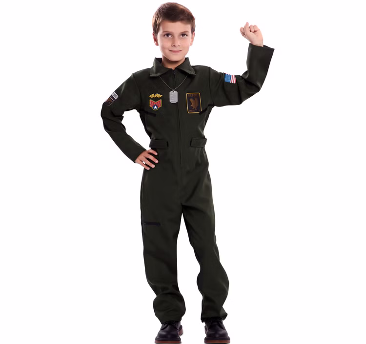 Kampfpilot Kostüm Fliegerass für Kinder 7-12 Jahre Overall grün Unisex für Mädchen und Jungen Fasching Karneval Mottoparty Kinderfasching Familienkostüm Kampfpilot Kostüm Fliegerass für Kinder 7-12 Jahre Overall grün Unisex für Mädchen und Jungen Fasching Karneval Mottoparty Kinderfasching Familienkostüm