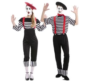 Pantomime Kostüm Clown Florence für Damen Gr. M-L schwarz weiß Fasching Karneval Mottoparty Black & White Party Paarkostüm Familienkostüm 