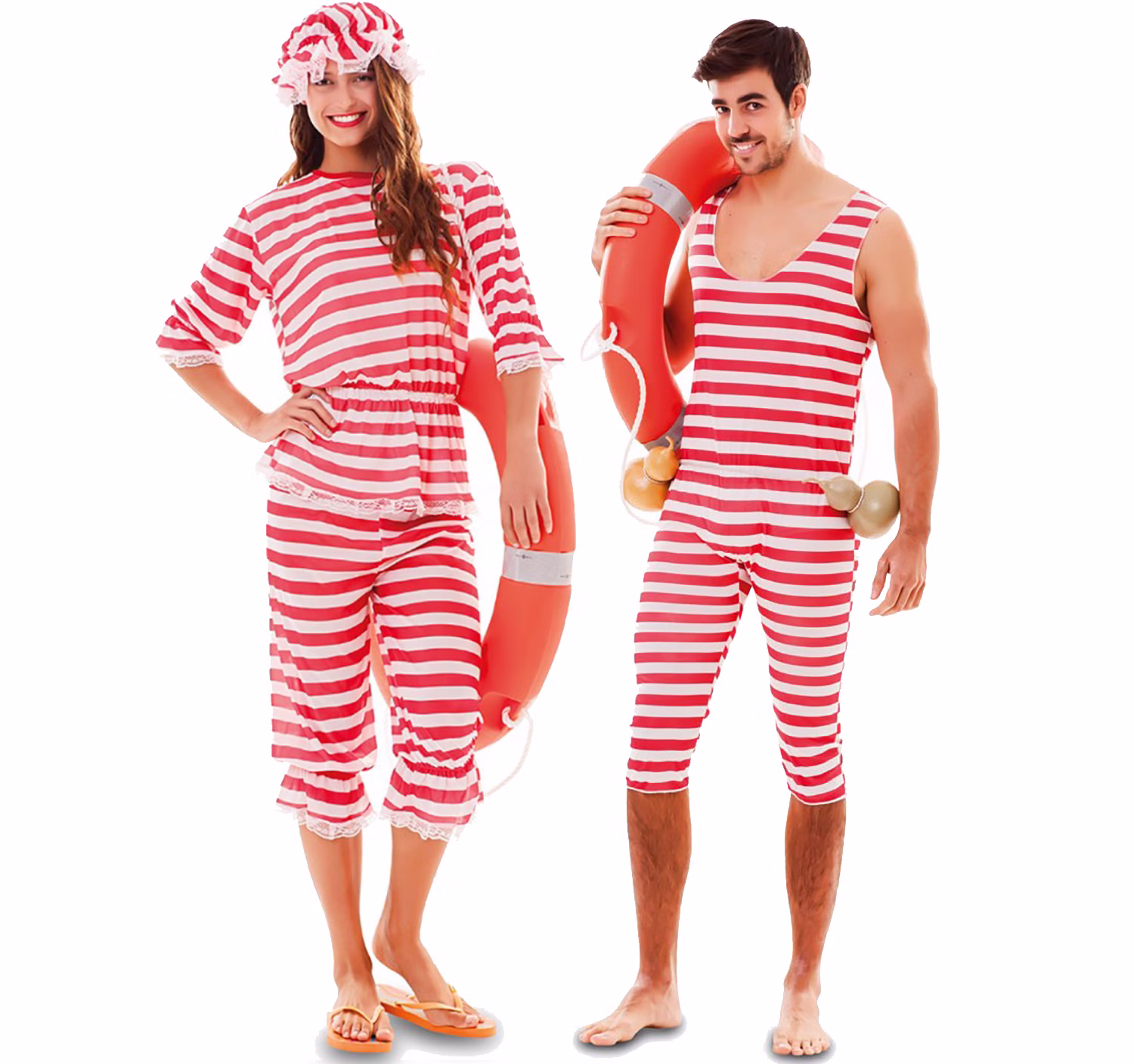 Retro Badeanzug Kostüm rot-weiß gestreift mit Badehaube für Damen Gr. 42-46 Paarkostüm Fasching Karneval Beachparty 20er Jahre Mottoparty Retro Badeanzug Kostüm rot-weiß gestreift mit Badehaube für Damen Gr. 42-46 Paarkostüm Fasching Karneval Beachparty 20er Jahre Mottoparty