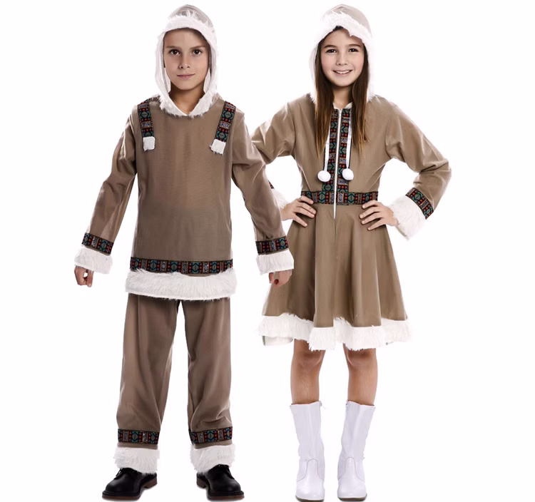Eskimo Kostüm Inuit Nanuk für Kinder 3-12 Jahre braun Fasching Karneval Mottoparty Eskimo Kostüm Inuit Nanuk für Kinder 3-12 Jahre braun Fasching Karneval Mottoparty