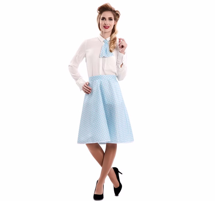 Rock 'n' Roll Kostüm Tellerrock türkis mit Schleife für Damen Gr. 42 Rockabilly Fasching Karneval Mottoparty Rock 'n' Roll Kostüm Tellerrock türkis mit Schleife für Damen Gr. 42 Rockabilly Fasching Karneval Mottoparty