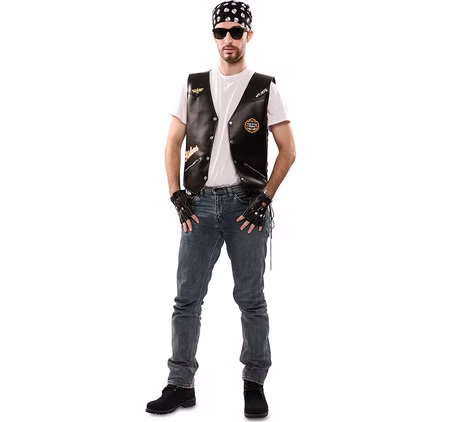 Motorradfahrer Kostüm Rocker Weste Skull Rider für Herren Gr. 52-56 Kutte schwarz Fasching Karneval Mottoparty Motorradfahrer Kostüm Rocker Weste Skull Rider für Herren Gr. 52-56 Kutte schwarz Fasching Karneval Mottoparty