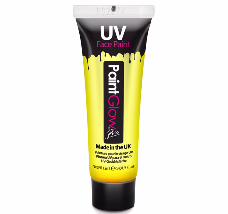 Schwarzlicht Farbe UV-Schminke Make-Up gelb 12 ml Kostüm-Zubehör Fasching Karneval Mottoparty Neon-Party Festival Halloween Schwarzlicht Farbe UV-Schminke Make-Up gelb 12 ml Kostüm-Zubehör Fasching Karneval Mottoparty Neon-Party Festival Halloween
