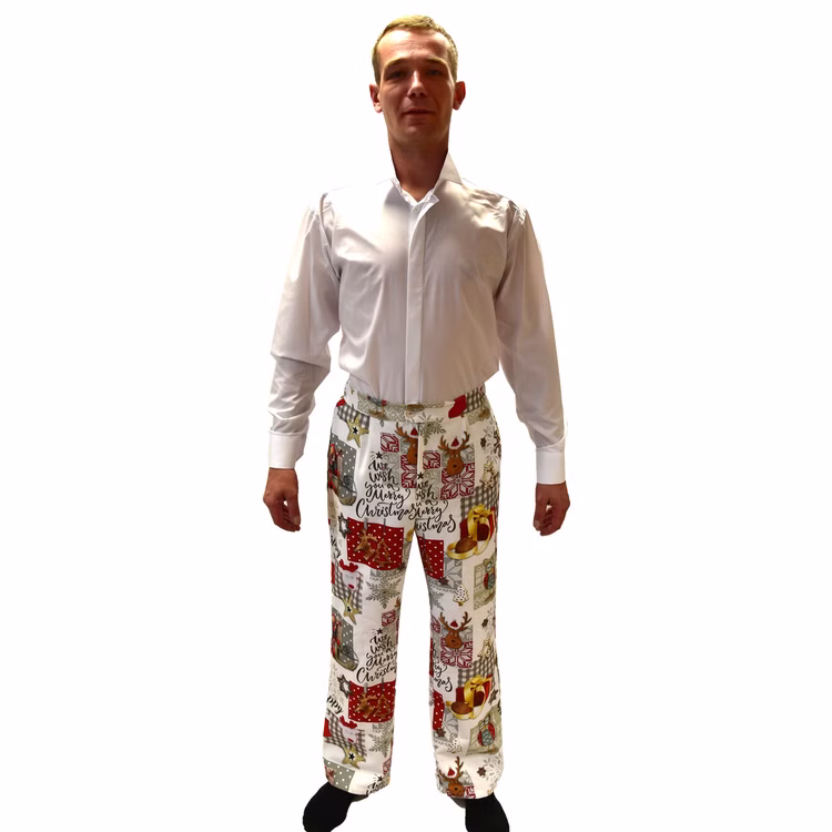 Merry Christmas Hose Weihnachten für Herren Gr. 50-52 Stoffhose weiß Weihnachtsmotiv SALE Weihnachtsfeier Ugly Christmas Merry Christmas Hose Weihnachten für Herren Gr. 50-52 Stoffhose weiß Weihnachtsmotiv SALE Weihnachtsfeier Ugly Christmas