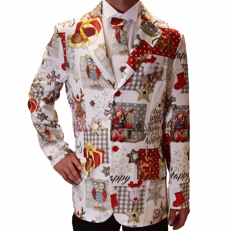 Merry Christmas Jackett inkl. Krawatte für Herren Gr. 50-54 weiß Weihnachten SALE Weihnachts-Anzug Weihnchtsfeier Merry Christmas Jackett inkl. Krawatte für Herren Gr. 50-54 weiß Weihnachten SALE Weihnachts-Anzug Weihnchtsfeier