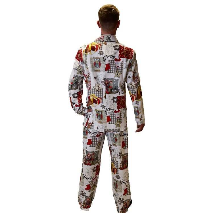 Herren Anzug Weihnachten Merry Christmas mit Krawatte Gr. 50-54 weiß Weihnachtsmotiv SALE Weihnachten Weihnachtsfeier festlich gekleidet Feiertage