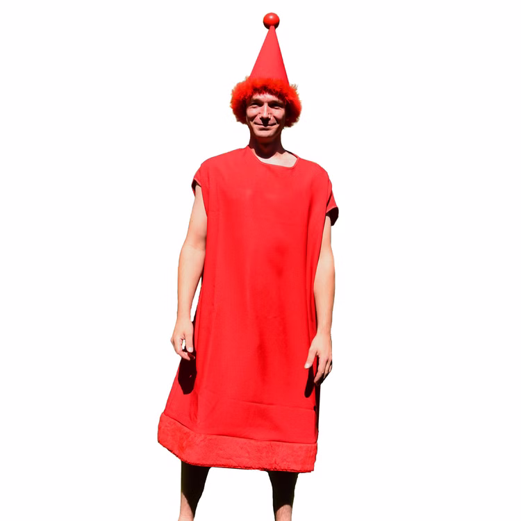 Unisex XXL Brettspiel Kostüm nicht ärgern Spielfigur rot für Erwachsene Karneval Fasching Mottoparty Gruppenkostüm Paarkostüm Unisex XXL Brettspiel Kostüm nicht ärgern Spielfigur rot für Erwachsene mit Hut von Vorne