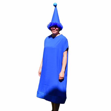 Unisex XXL Brettspiel Kostüm nicht ärgern Spielfigur blau für Erwachsene Karneval Fasching Mottoparty Gruppenkostüm Paarkostüm Unisex XXL Brettspiel Kostüm nicht ärgern Spielfigur blau für Erwachsene mit Hut von Vorne