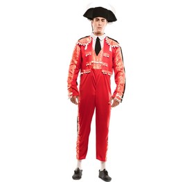Torero Kostüm Stier Wendekostüm für Herren Gr. M-XL schwarz rot Karneval Zwei in Eins Kostüm Spaßkostüm Fasching Karneval Mottoparty