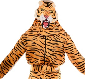 Safari Wendekostüm Tiger Jäger für Herren Gr. M-XL braun orange Zwei in Eins-Kostüm Spaßkostüm Fasching Karneval Mottoparty