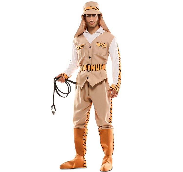 Safari Wendekostüm Tiger Jäger für Herren Safari Wendekostüm Tiger Jäger für Herren Gr. M-XL braun orange Zwei in Eins-Kostüm Spaßkostüm Fasching Karneval Mottoparty