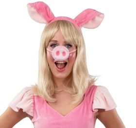 Schweine Kostüm Schweinchen Pinky für Damen Gr. S-XL Kleid rosa Haarreif Tierkostüm Fasching Karneval Mottoparty