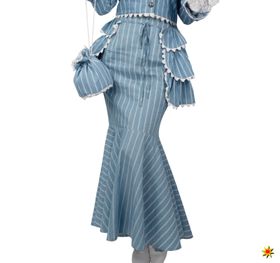 Damen Kostüm Biedermeier Elsbeth Paarkostüm Kleid blau weiß Karneval Fasching Mottoparty