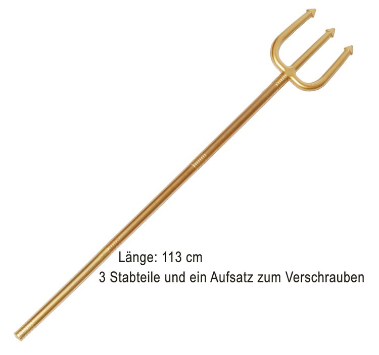 Dreizack Neptun 113 cm Teufel gold Kostüm-Zubehör Fasching Karneval Neptunfest Mottoparty