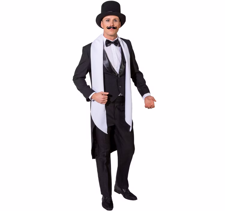 Frack Kostüm mit Satinkragen 20er Jahre für Herren Gr. 48-58 schwarz Charleston Dandy Karneval Fasching Mottoparty Frack Kostüm mit Satinkragen 20er Jahre für Herren Gr. 48-58 schwarz Charleston Dandy Karneval Fasching Mottoparty