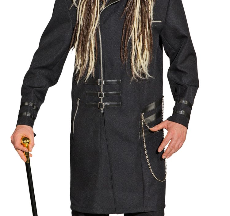 Gothic Kostüm Steampunk Gehrock schwarz deluxe für Herren Gr. 50-56 schwarz SALE Fasching Karneval Mottoparty