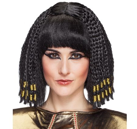 Cleopatra Perücke  ägyptische Königin schwarz für Damen