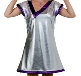 Weltraum Kostüm Space Woman Galaxia für Damen Gr. 36-46 Kleid silber lila Fasching Karneval Mottoparty