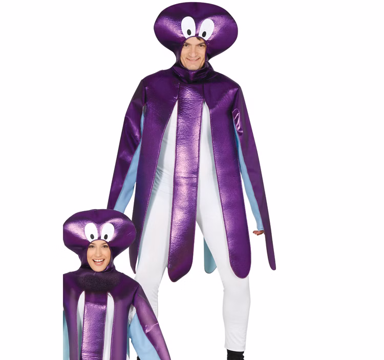 Tintenfisch Kostüm Krake Tinti für Erwachsene Gr. L lila Tier Tierkostüm Fasching Karneval Mottoparty Tintenfisch Kostüm Krake Tinti für Erwachsene von Vorne