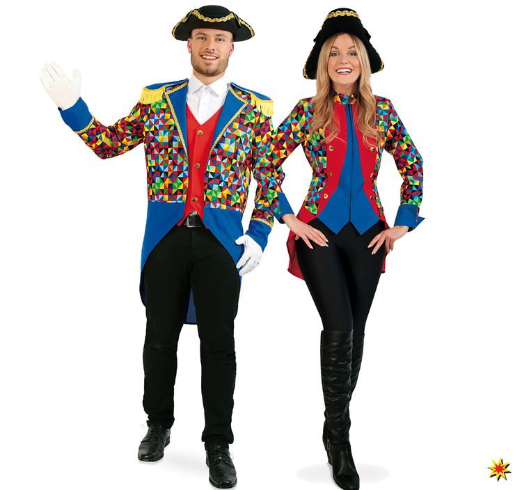 Herren Kostüm Uniform Garde Frack Jacke bunt Paarkostüm Fasching Karneval