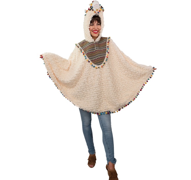 Damen Kostüm Poncho Lama Alpaka Onesize Tier Kostüm andere Länder Fasching Karneval Mottoparty