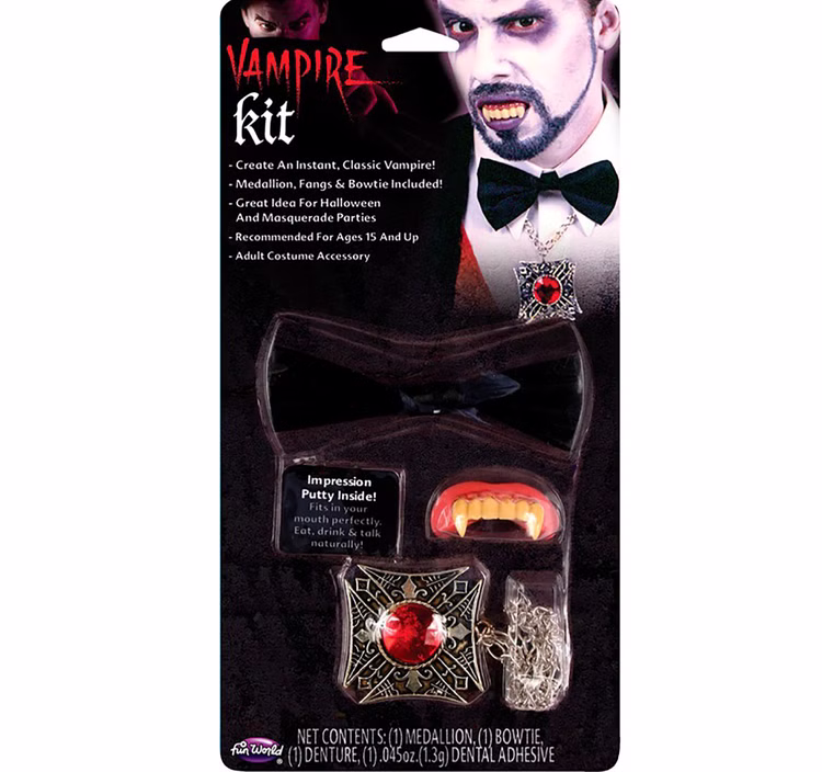 Halloween Vampir Set Eckzähne Fliege Medaillon Kostüm-Zubehör SALE Fasching Karneval Mottoparty Halloween Vampir Set Eckzähne Fliege Medaillon Kostüm-Zubehör SALE Fasching Karneval Mottoparty