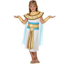 Cleopatra Kostüm Ägypterin für Kinder 5-12 Jahre Kleid weiß gold Fasching Karneval Mottoparty Kinderfasching