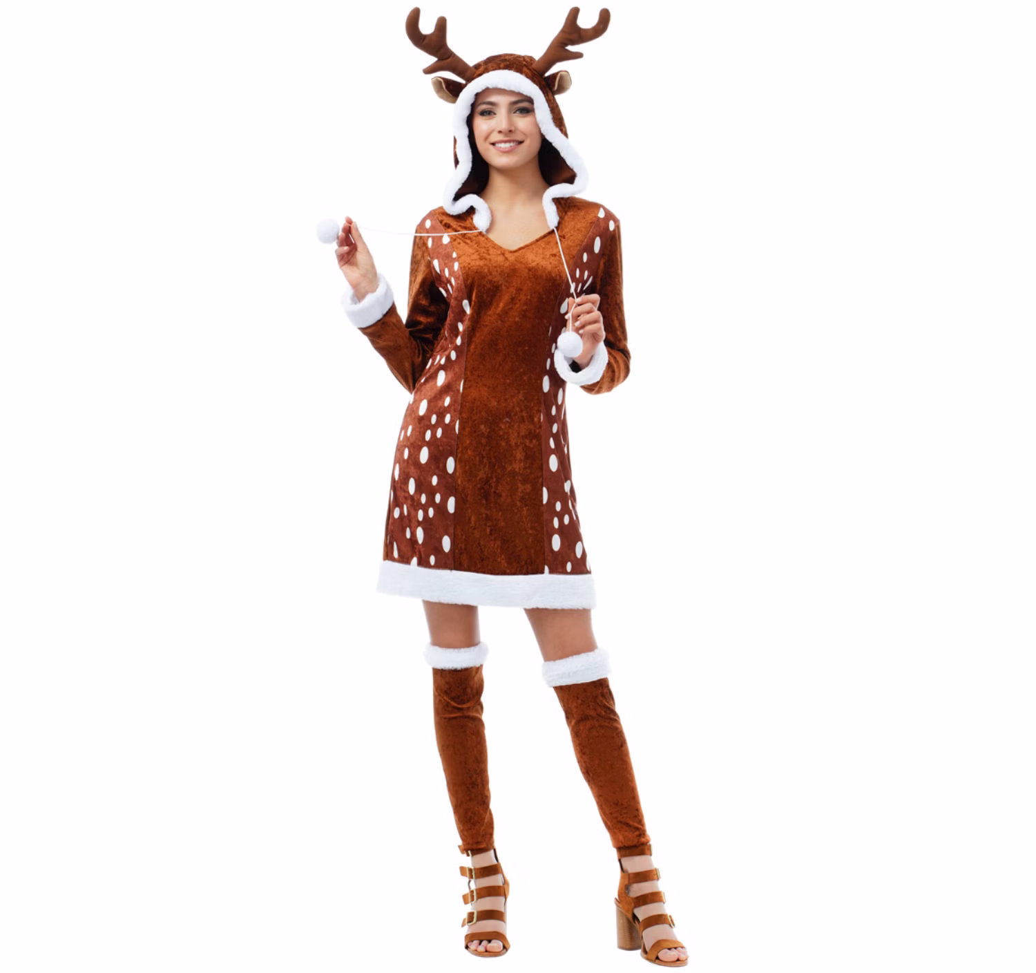 Reh Kostüm Sophie für Damen Gr. XS-L Kleid braun Tier Fasching Karneval Mottoparty Tierkostüm 
