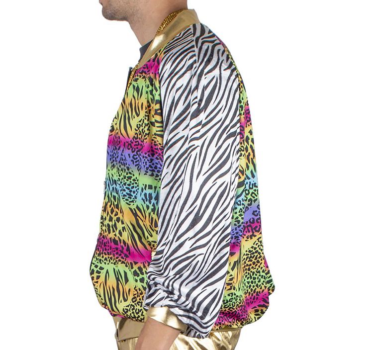 Rapper Kostüm 80er 90er Blouson Jacke Hip Hop Pimp für Herren Gr. 48-58 tierprint bunt Paarkostüm Fasching Karneval Mottoparty