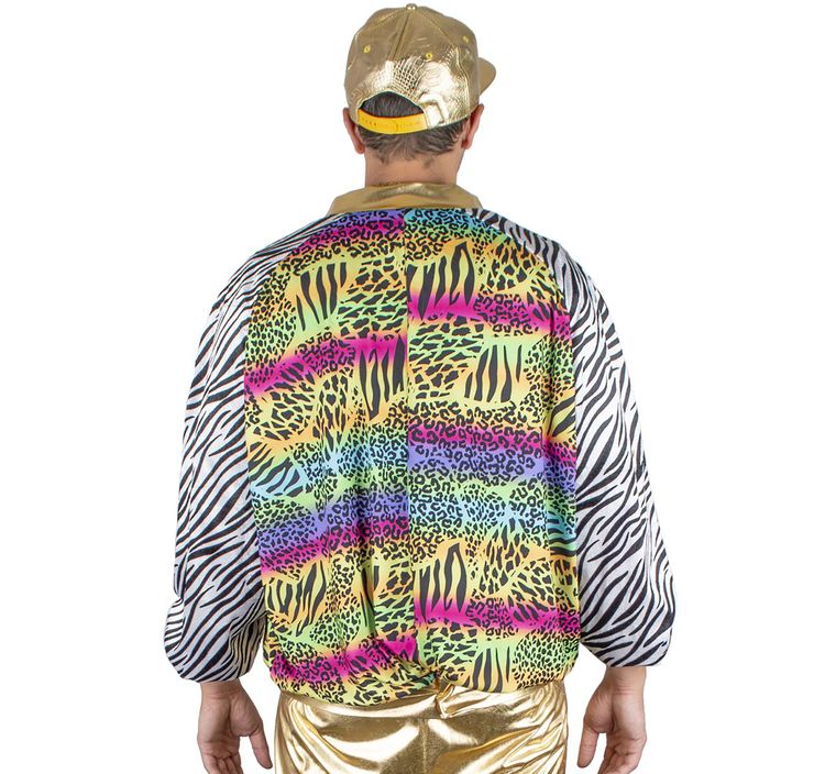 Rapper Kostüm 80er 90er Blouson Jacke Hip Hop Pimp für Herren Gr. 48-58 tierprint bunt Paarkostüm Fasching Karneval Mottoparty