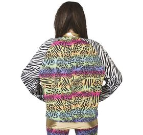 Rapperin Kostüm 80/90er Blouson Jacke Hip Hop tierprint für Damen Gr. 36-46 bunt Paarkostüm Fasching Karneval Mottoparty