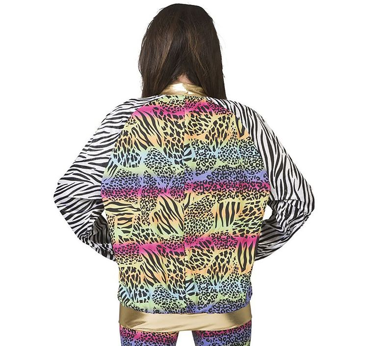 Rapperin Kostüm 80er 90er Blouson Jacke Hip Hop tierprint für Damen Rapperin Kostüm 80/90er Blouson Jacke Hip Hop tierprint für Damen Gr. 36-46 bunt Paarkostüm Fasching Karneval Mottoparty