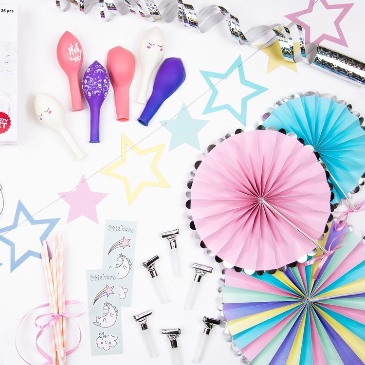 Einhorn Party Set für Kinder Geburtstag 35-tlg. Tischdeko Party-Deko Einhorn Party Set Kinder Geburtstag 35-tlg. Tischdeko SALE Party-Deko Unicorn-Party Mädchen Kindergeburtstag Fasching Karneval Mottoparty