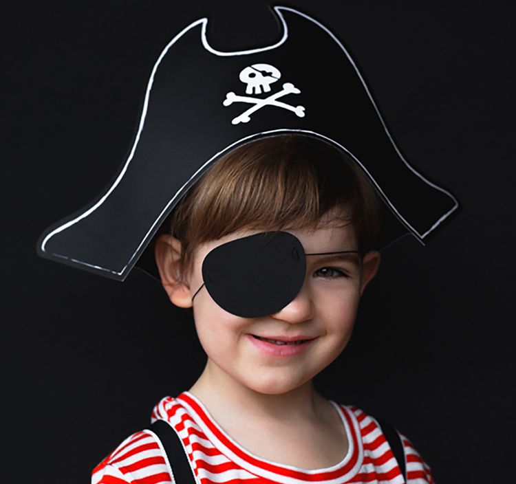 Piraten Hut mit Augenklappe aus Pappe Party-Deko Zubehör Kindergeburtstag Seeräuber Fasching Karneval Mottoparty Kinderfest