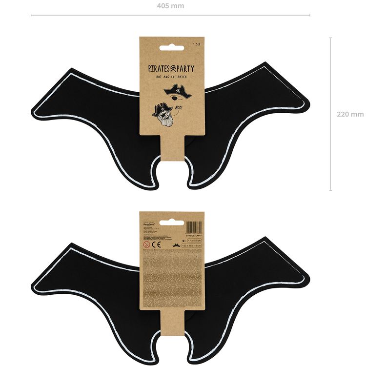 Piraten Hut mit Augenklappe aus Pappe Party-Deko Zubehör Kindergeburtstag Seeräuber Fasching Karneval Mottoparty Kinderfest