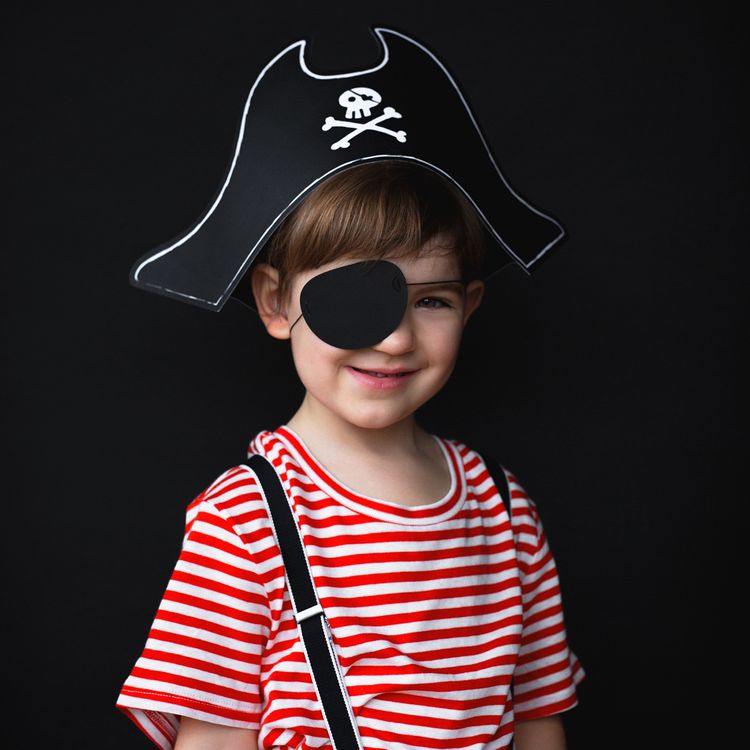 Piraten Hut mit Augenklappe aus Pappe Party-Deko Zubehör Kindergeburtstag Seeräuber Fasching Karneval Mottoparty Kinderfest