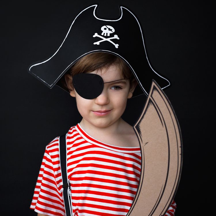 Piraten Hut mit Augenklappe aus Pappe Party-Deko Zubehör Kindergeburtstag Seeräuber Fasching Karneval Mottoparty Kinderfest
