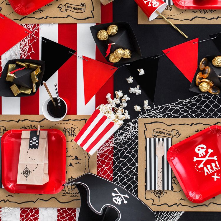 Piraten Hut mit Augenklappe aus Pappe Party-Deko Zubehör Kindergeburtstag Seeräuber Fasching Karneval Mottoparty Kinderfest